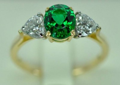 Emerald ring, diamonds. Platinum & yellow gold