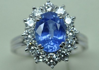 White sapphire diamond entourage ring