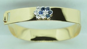 Bracelet fleurs saphirs diamants, or blanc & or jaune