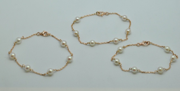 Bracelets perles et or rose