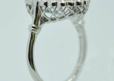 Diamond sapphire entourage ring