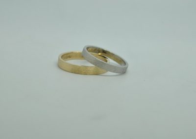 White gold and yellow gold wedding rings