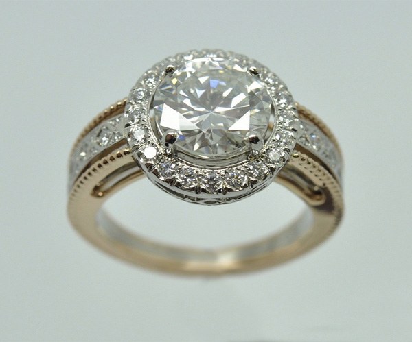 Diamond platinum rose gold ring