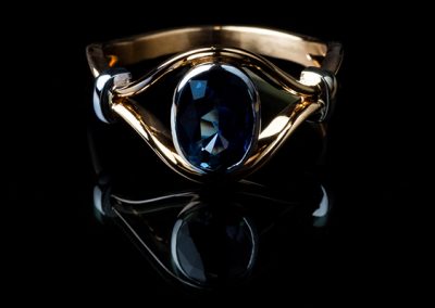Rose gold platinum ring. Sapphire
