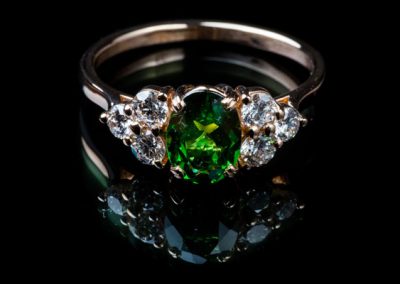 Tsavorite Garnet Diamonds Ring Rose Gold Setting