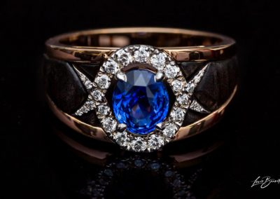 Sapphire Diamond Mount Ring In White Gold And Ebony