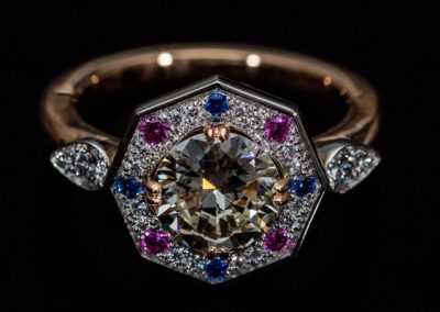 Sapphire And Pink Sapphire Ring Setting In Rose Gold And Platinum