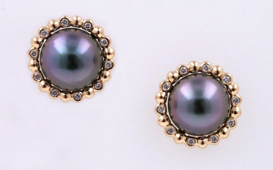 Boucles D’Oreilles En Or Rose Diamants Et Perles Gold
