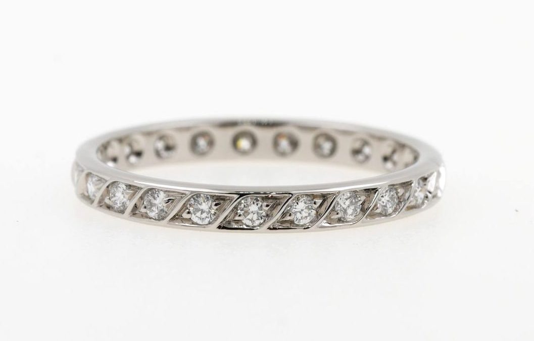 Alliance En Or Blanc Palladié Et Diamants