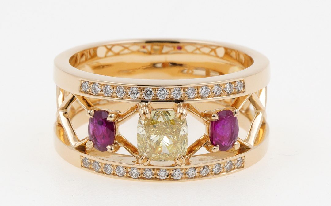 Bague Bandeau Rubis et Diamants