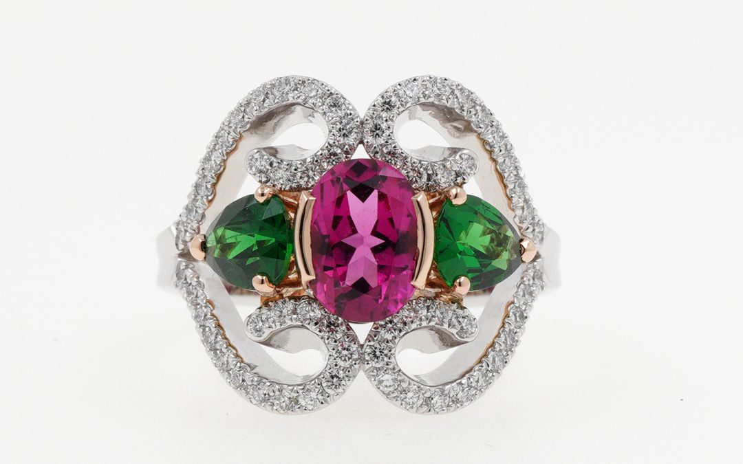 Bague Bicolore Grenat et Tourmaline
