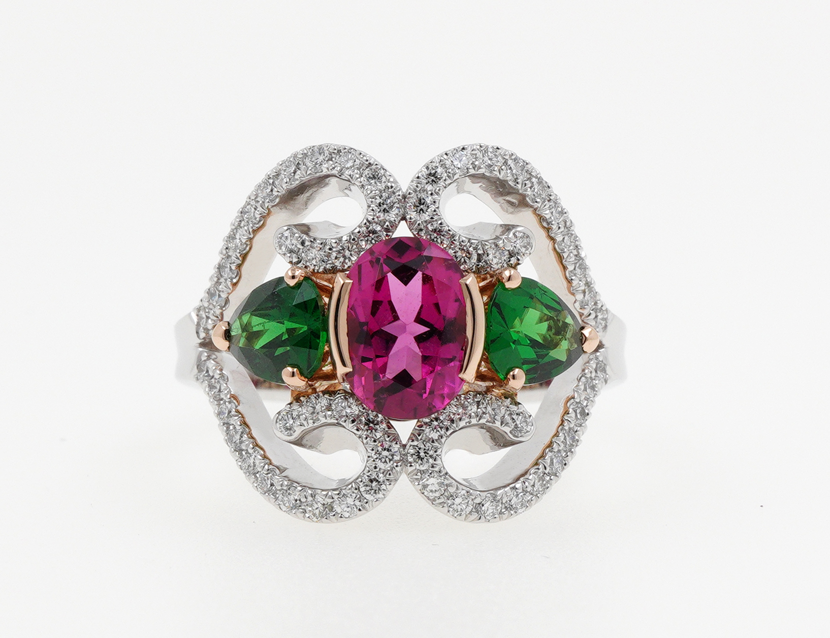 Bague Bicolore Grenat et Tourmaline