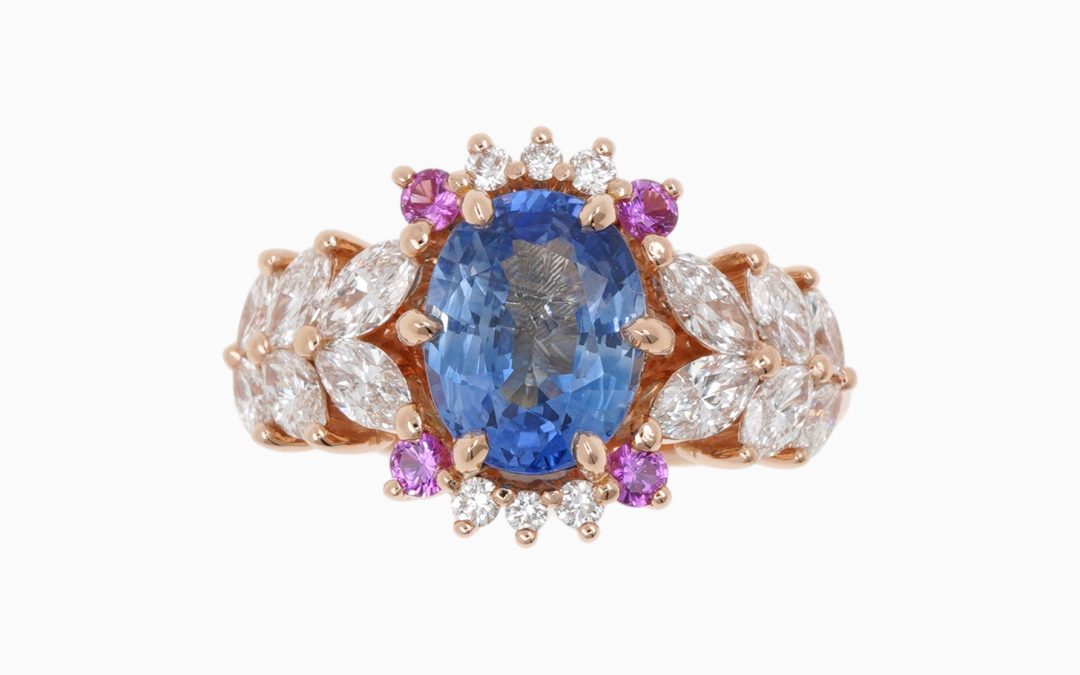 Bague de Fiançailles Or Rose et Saphir