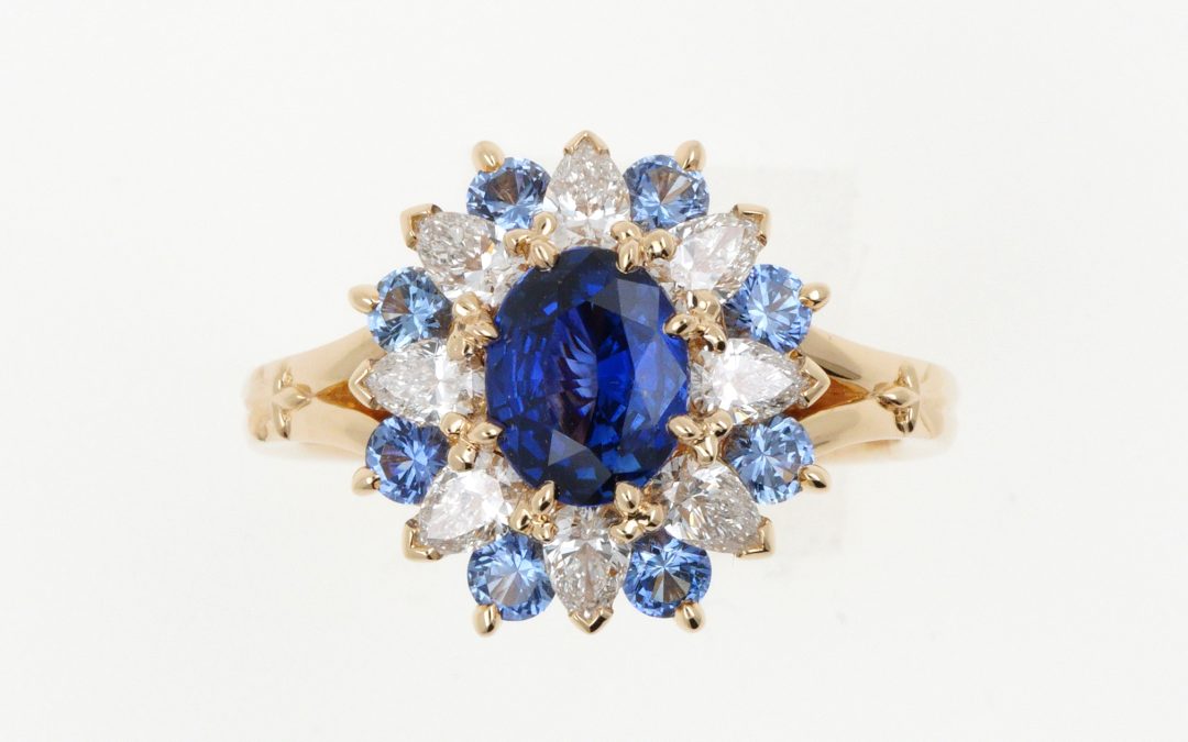 Bague Marguerite Or Jaune et Saphir