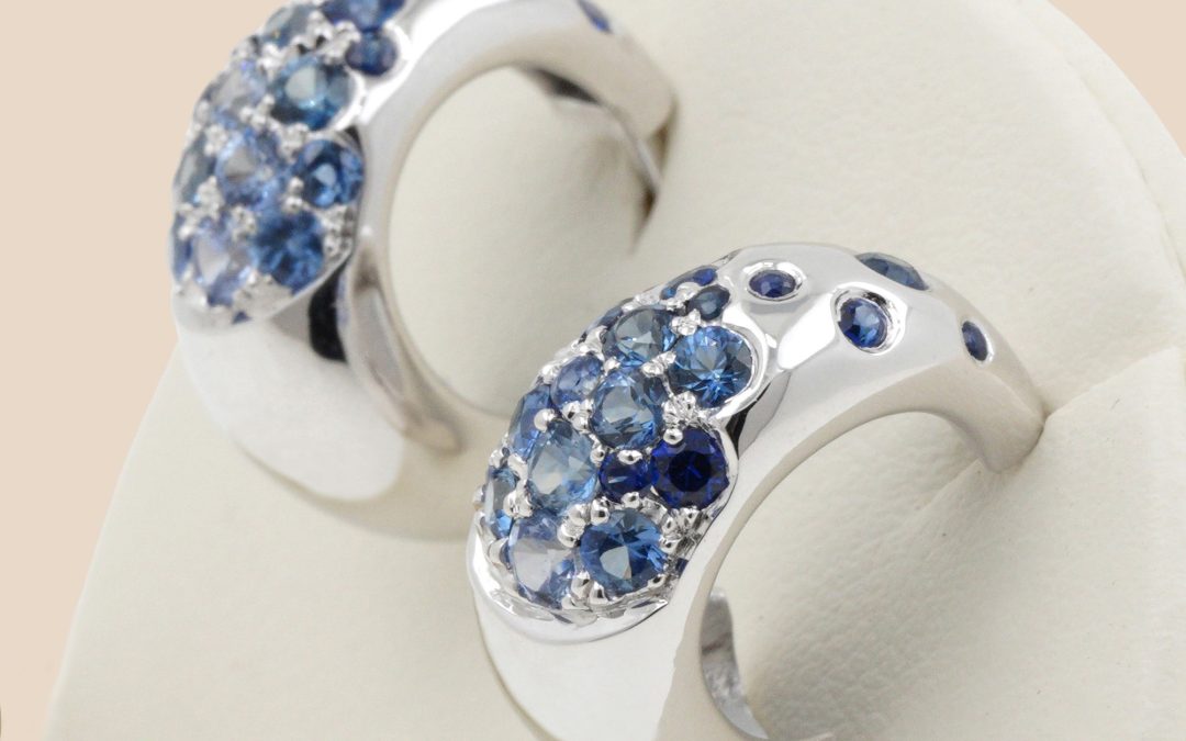 Boucles d’oreilles Dégradé Saphirs Bleus