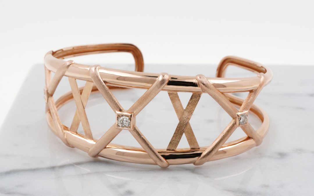 Bracelet Jonc Croisillon Or Rose