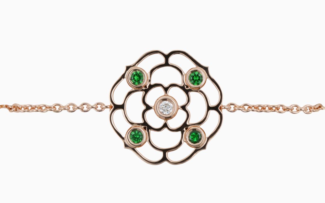 Bracelet Fleur Or Rose et Tsavorite