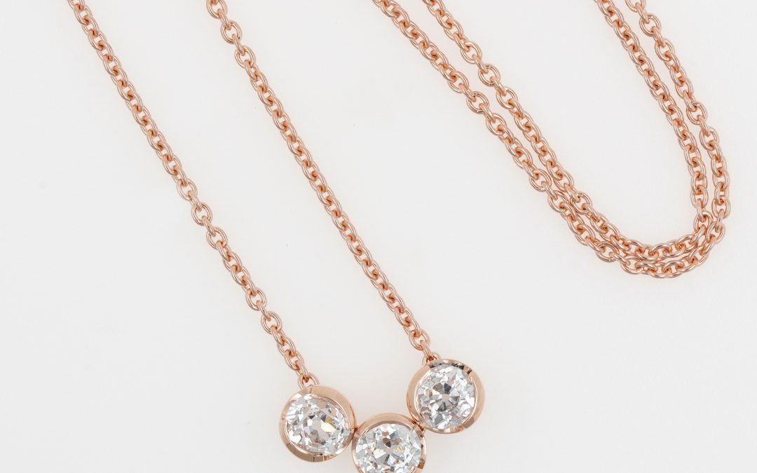 Collier Or Rose Trio Diamants